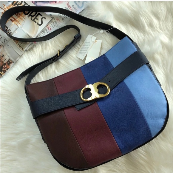 Tory Burch Gemini Link Stripe Shoulder Hobo Bag - Picture 3 of 8